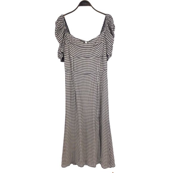 Reformation Bandit Midi Dress Gingham Check Puff Sleeve Cottagecore - Picture 3 of 14